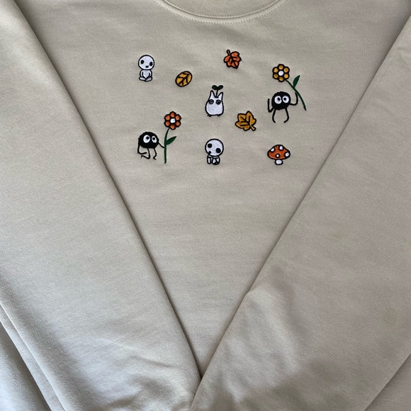 Ghibli Friends Enjoying Fall Embroidered Sweatshirt - Picture 4 of 4